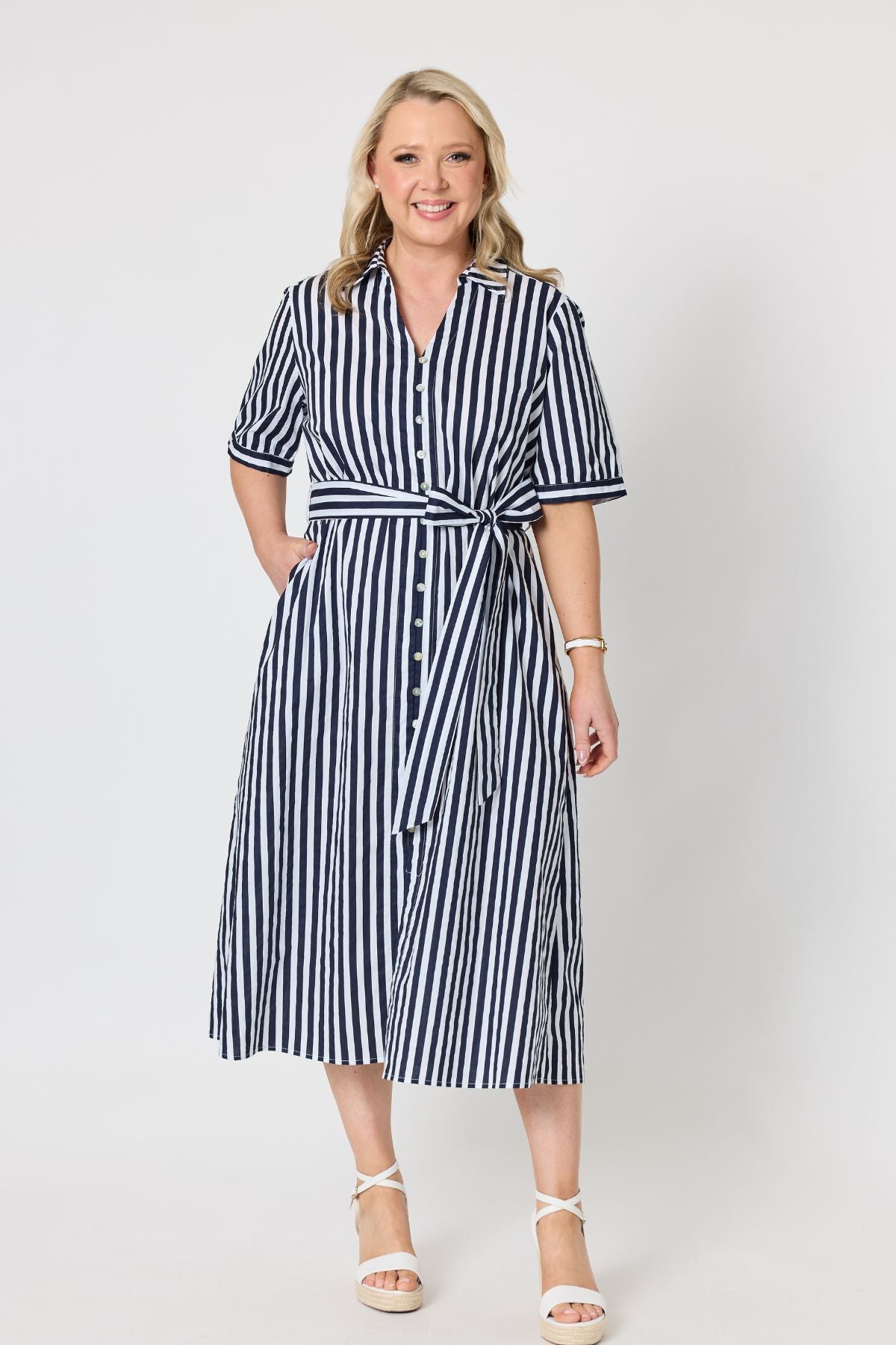 Riviera Stripe Print Shirtdress