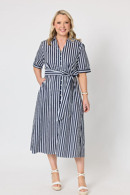 Riviera Stripe Print Shirtdress