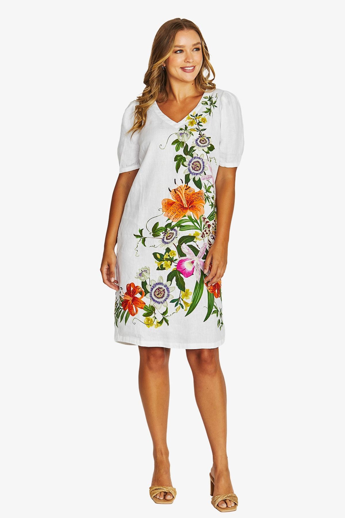 Tigerlily Short Sleeve Linen Dress