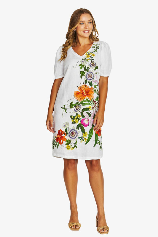 Tigerlily Short Sleeve Linen Dress