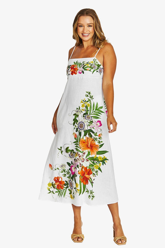 Linen Maxi Dress - Multi Floral