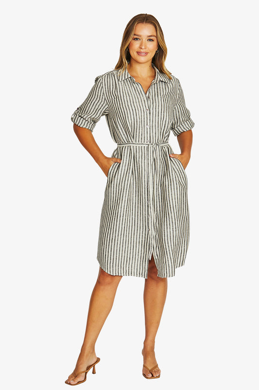 Jump Striped Linen Dress