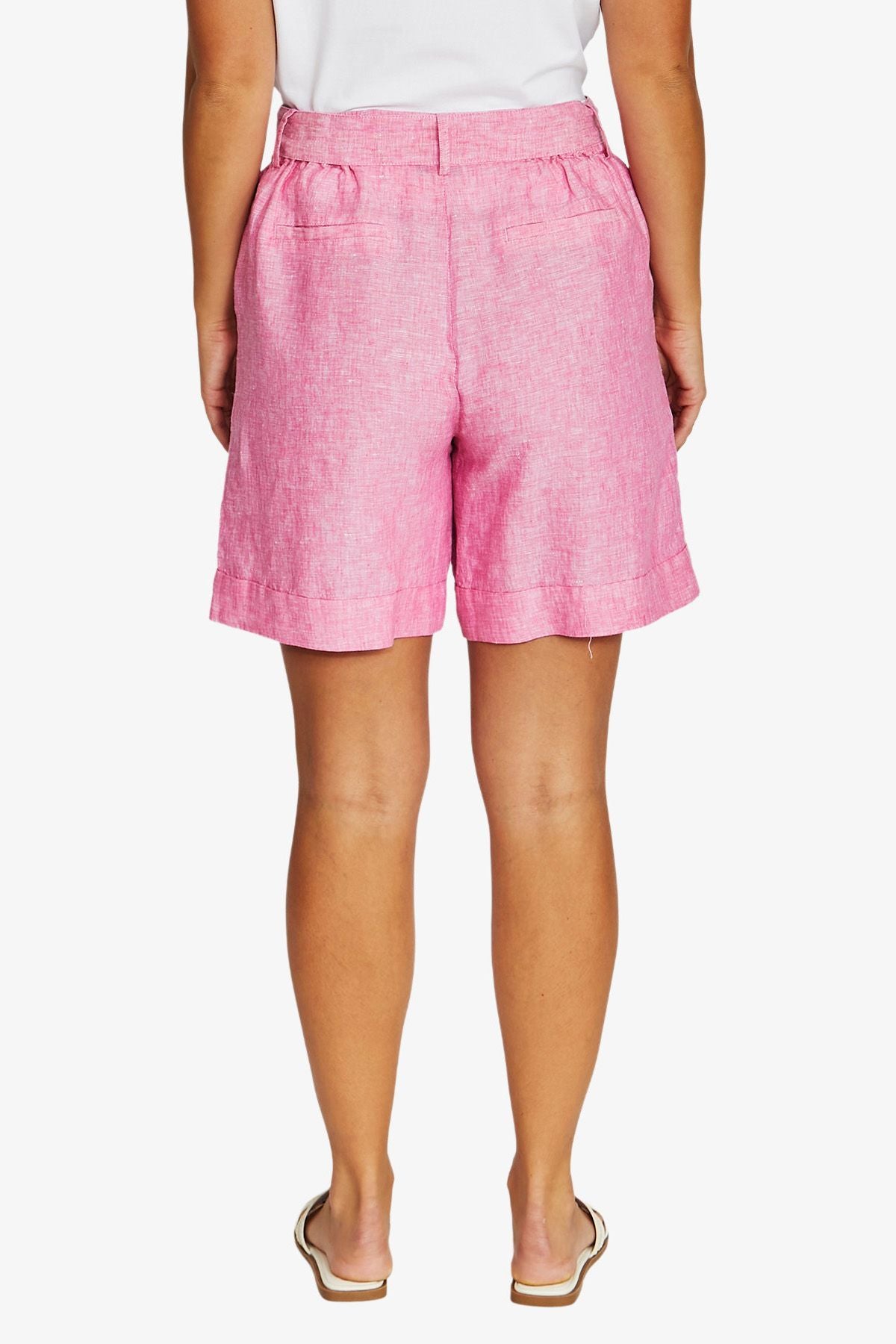 Seam Detail Linen Short - Hibiscus