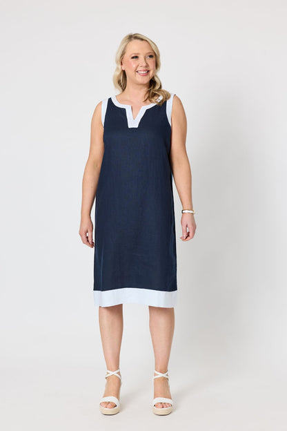 Chloe Contrast Linen Dress