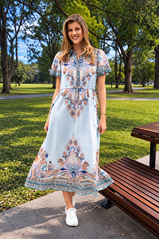 Reiss Midi Dress - Blue Print