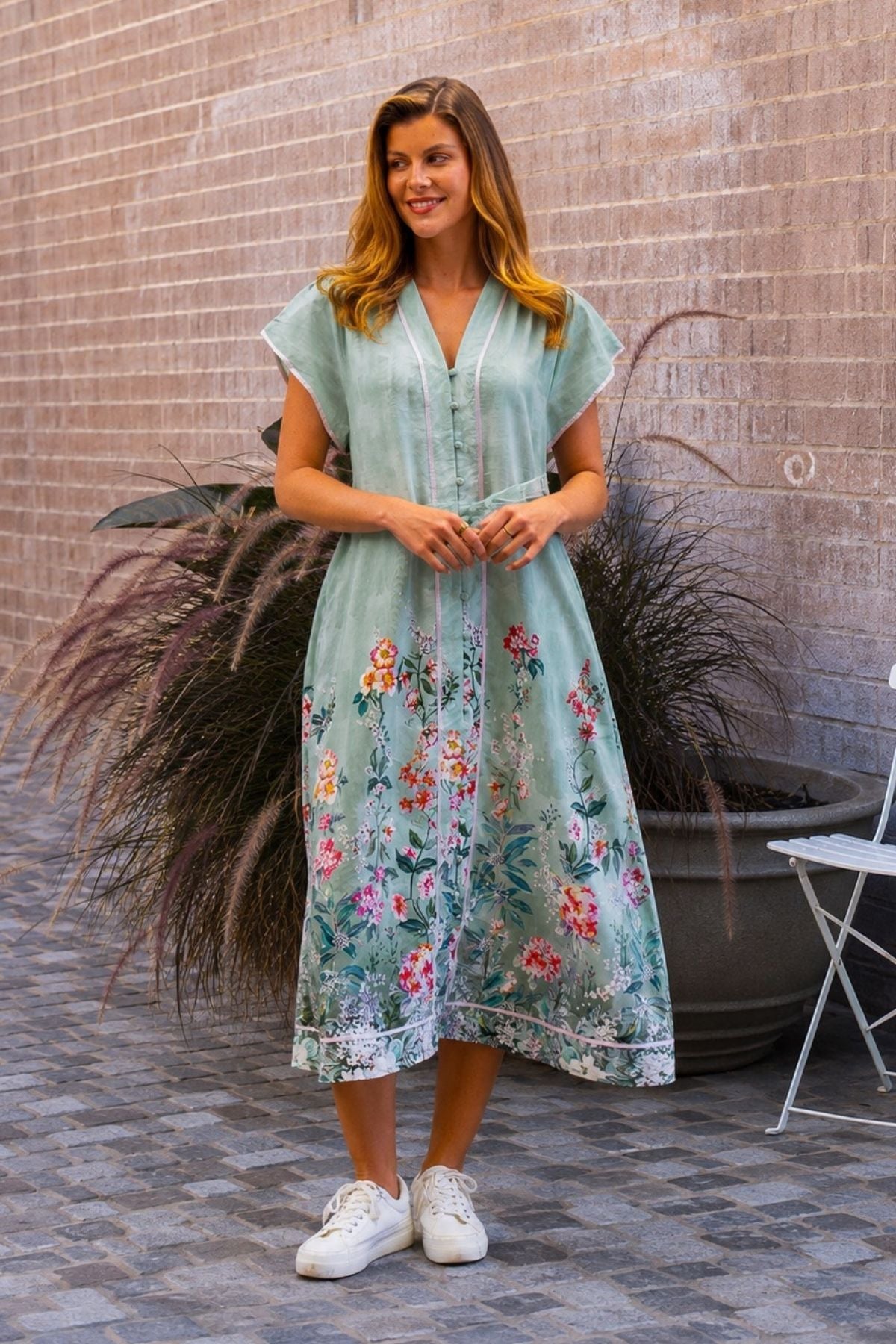 Sanders Midi Dress - Sage Pink Floral
