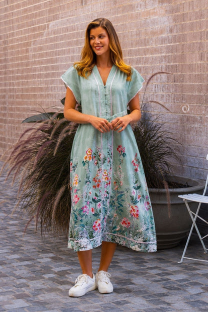 Sanders Midi Dress - Sage Pink Floral