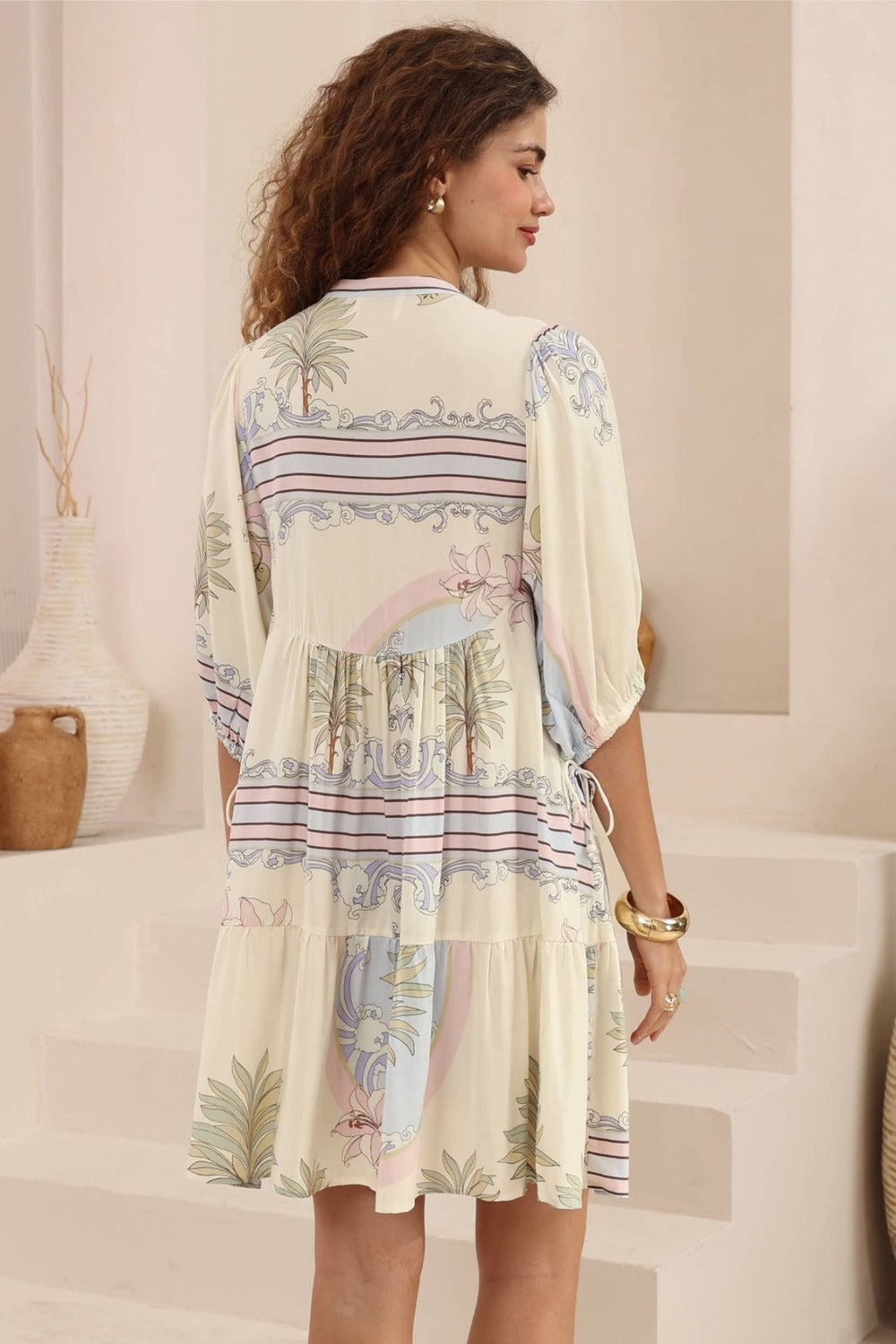 Aurelia Palm Button Dress