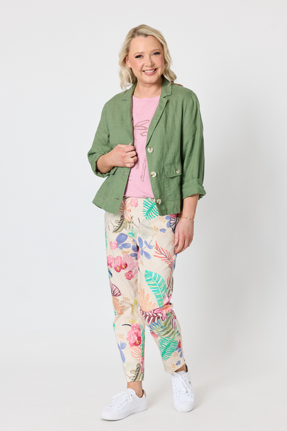 Desert Rose Floral Print Slim Leg Pant - Pink/Multi