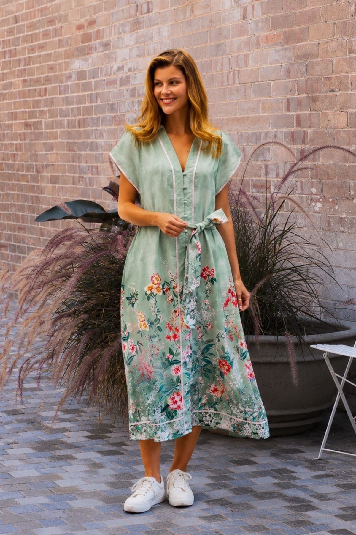 Sanders Midi Dress - Sage Pink Floral