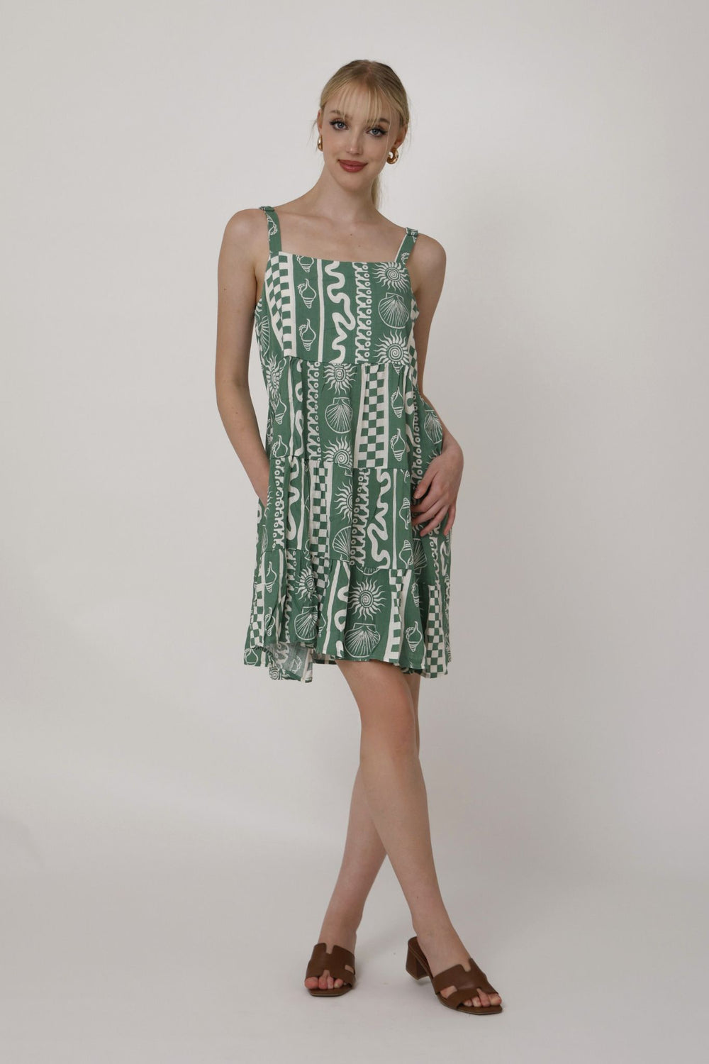Aegean Coast Mini Dress – Green