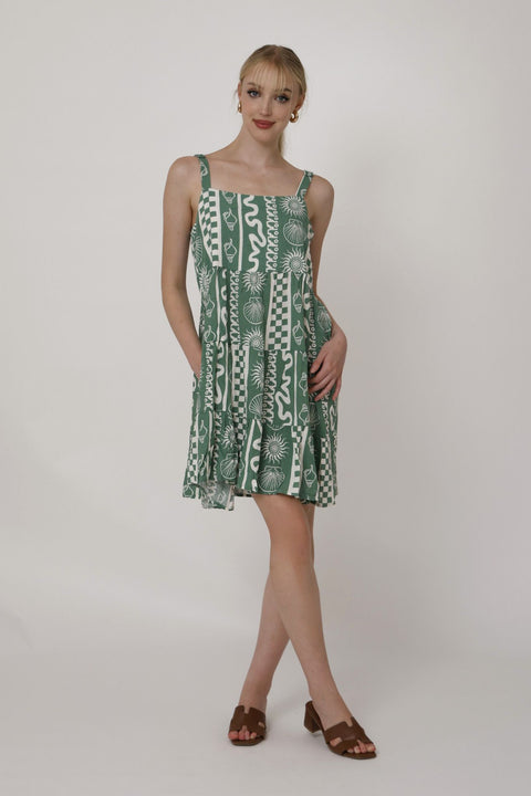 Aegean Coast Mini Dress – Green
