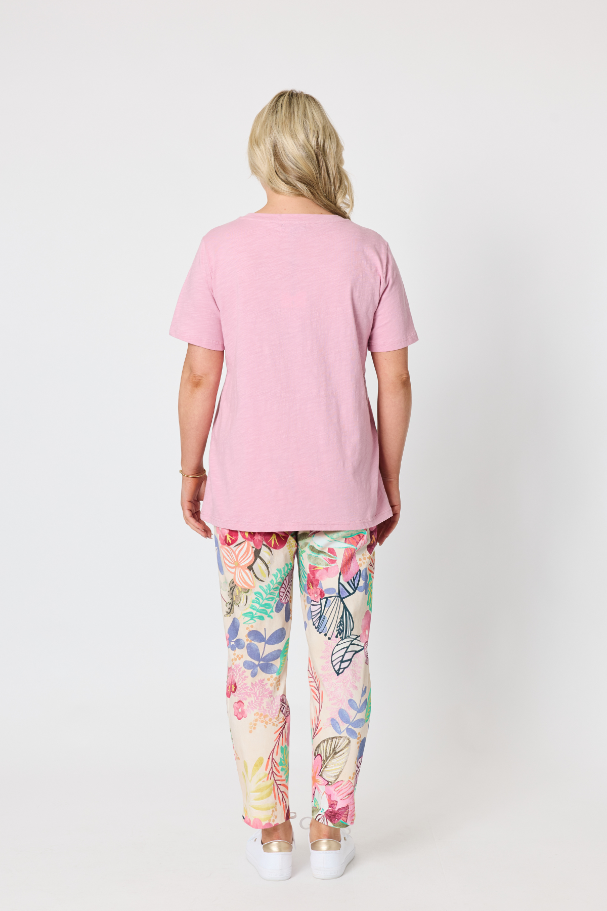 Desert Rose Floral Print Slim Leg Pant - Pink/Multi