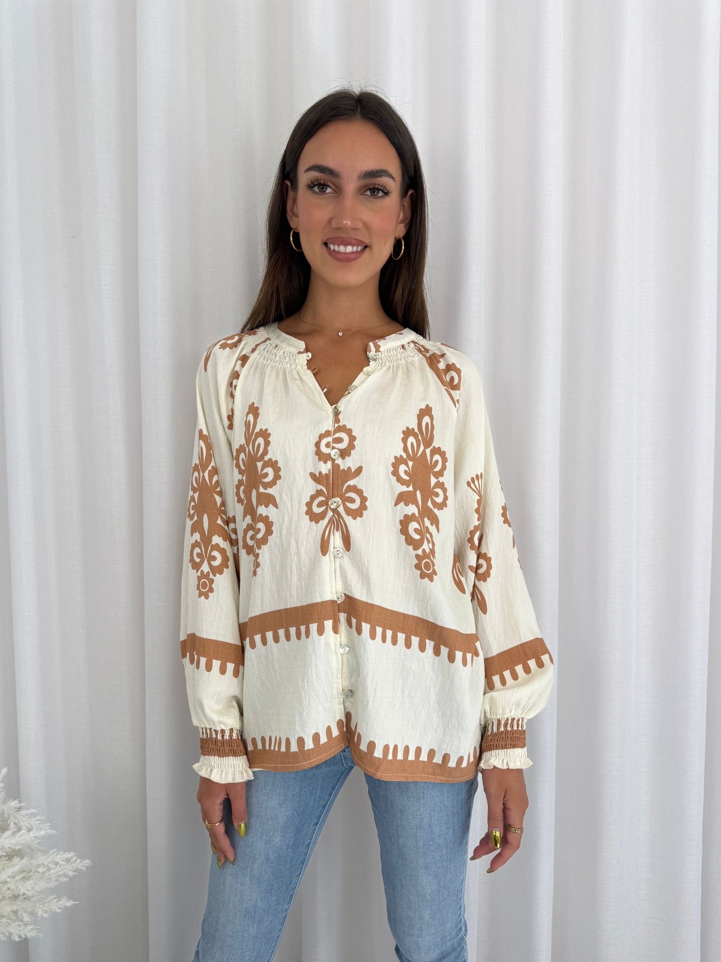 Sorrento Blouse -Caramel