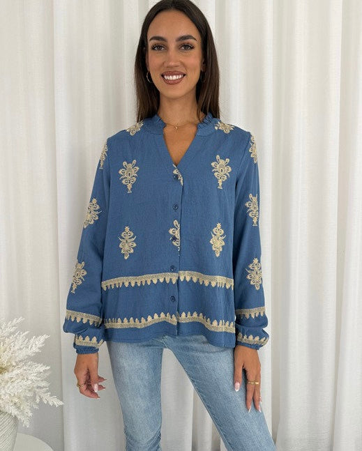 Vintage Charm Embroidered Blouse