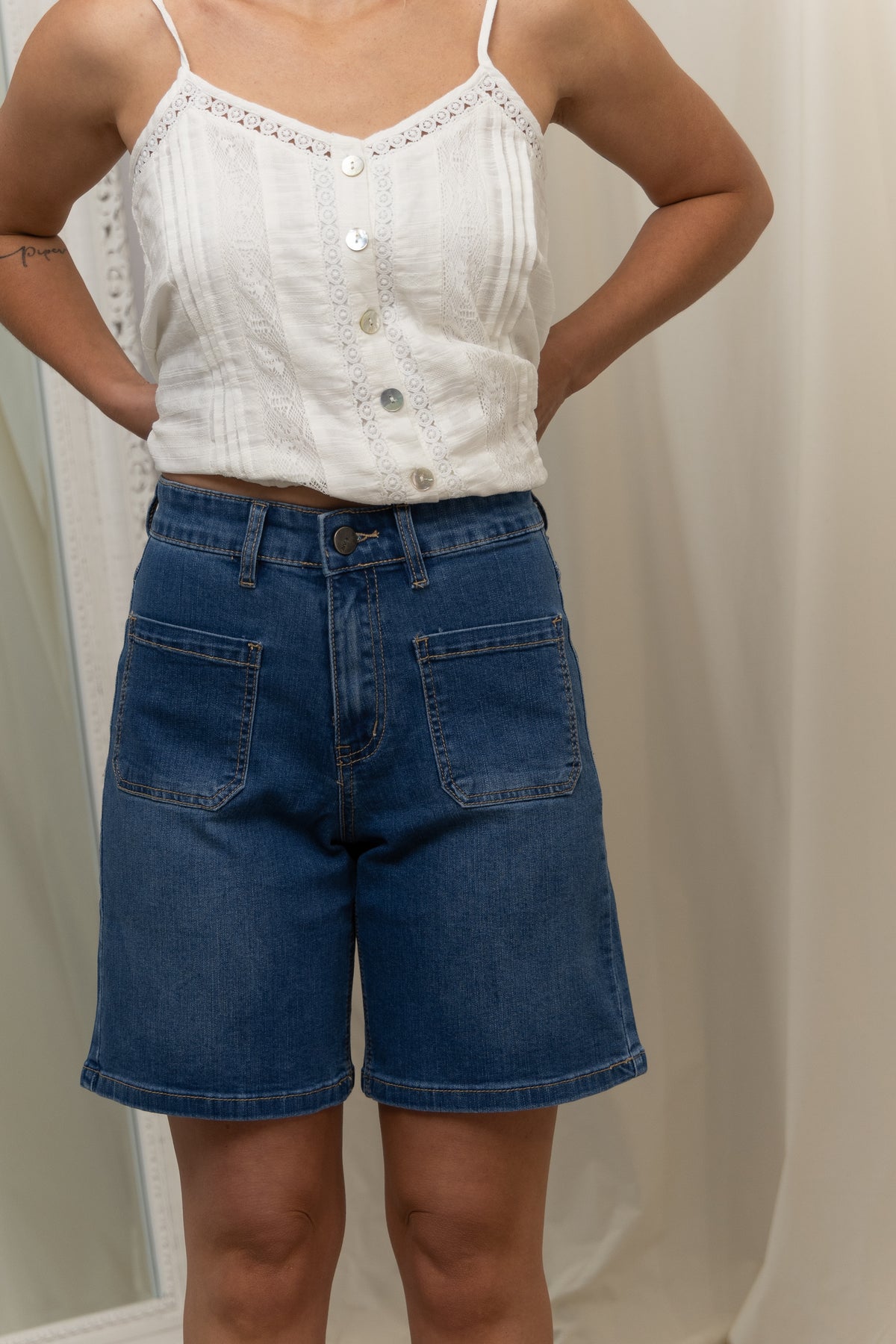 Blue Shorts with front pockets