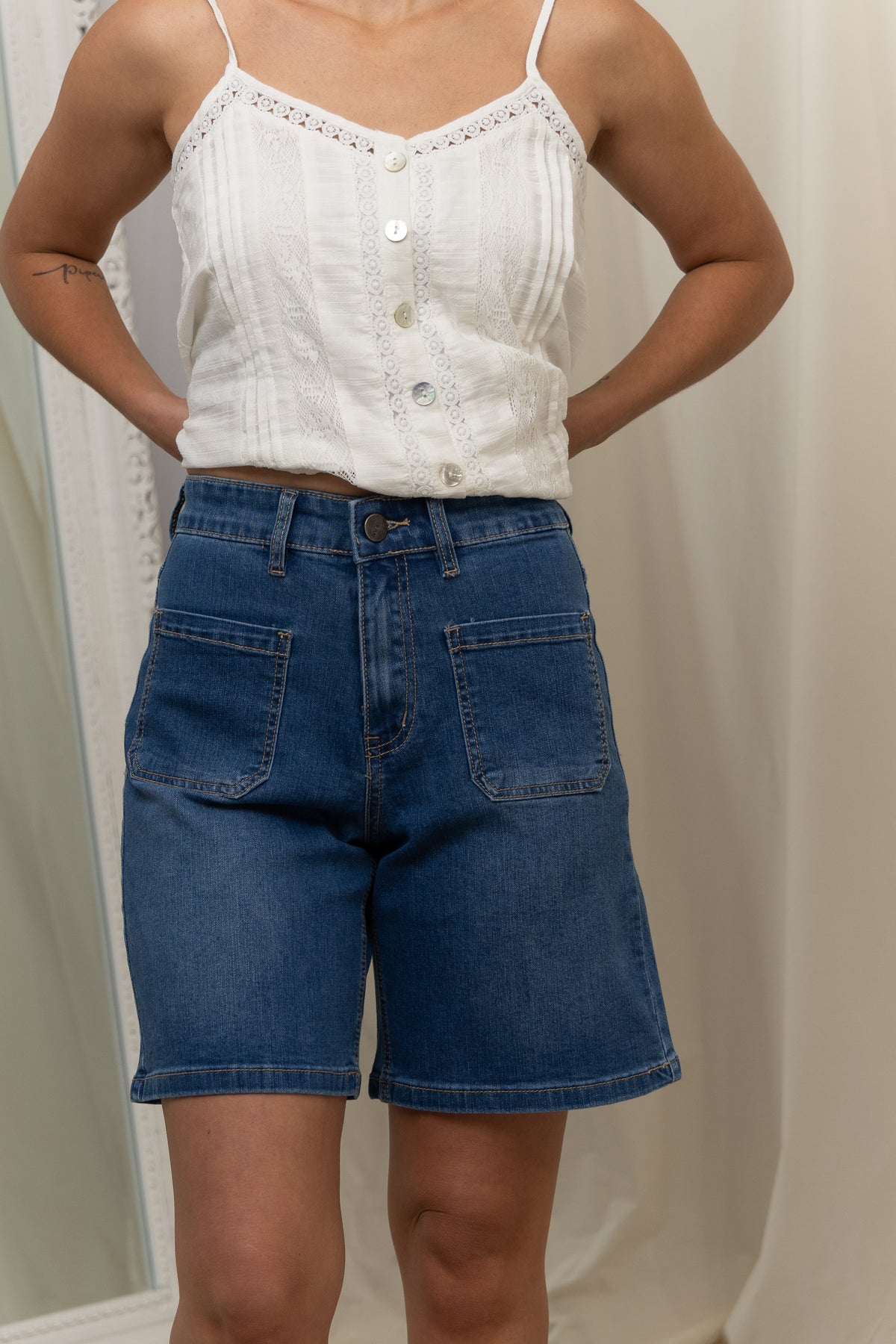 Blue Shorts with front pockets