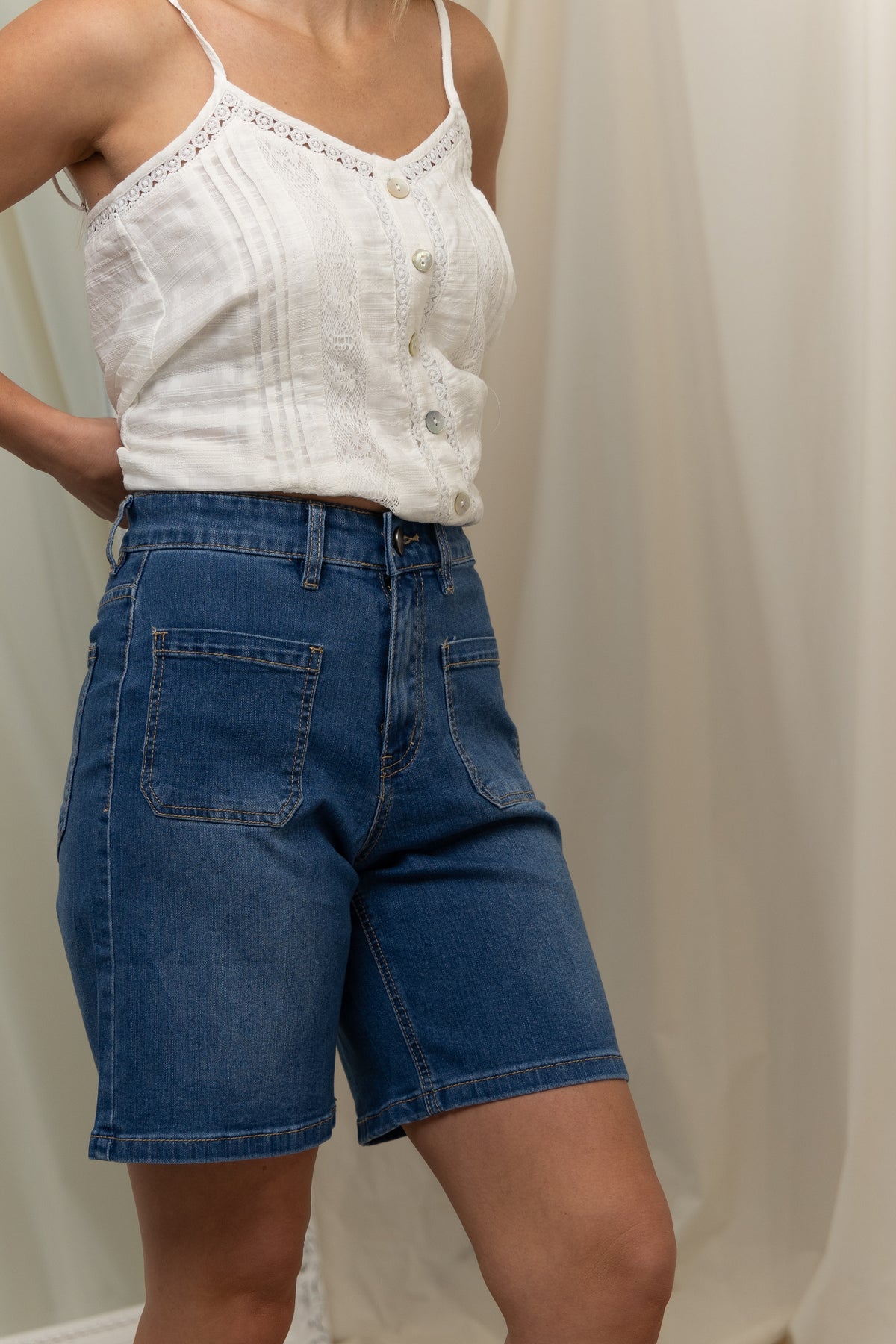 Blue Shorts with front pockets