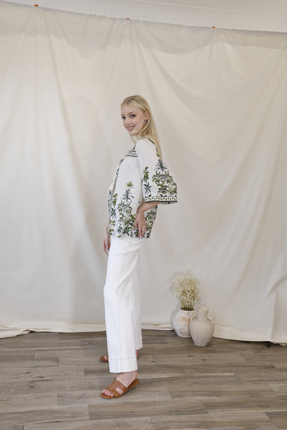 White High-Rise Utility Wide Leg Jeans