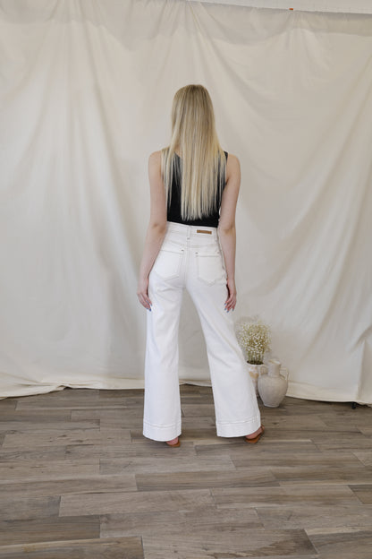 White High-Rise Utility Wide Leg Jeans