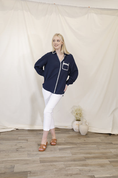 Structured Stretch Pants – White