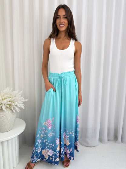 Spring Bloom Wide Leg Pants – Blue Multi
