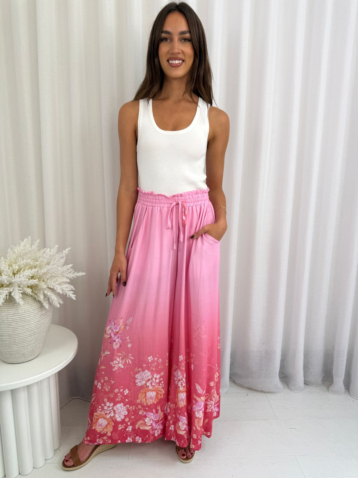 Spring Bloom Wide Leg Pants – Pink Multi
