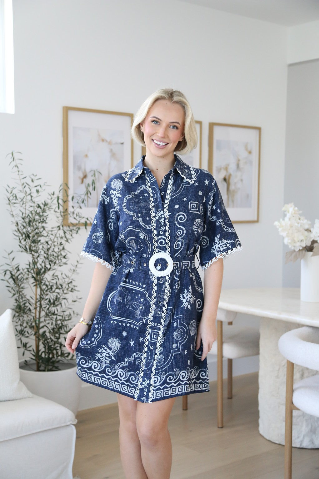Navy Ocean Escape Shirt Dress