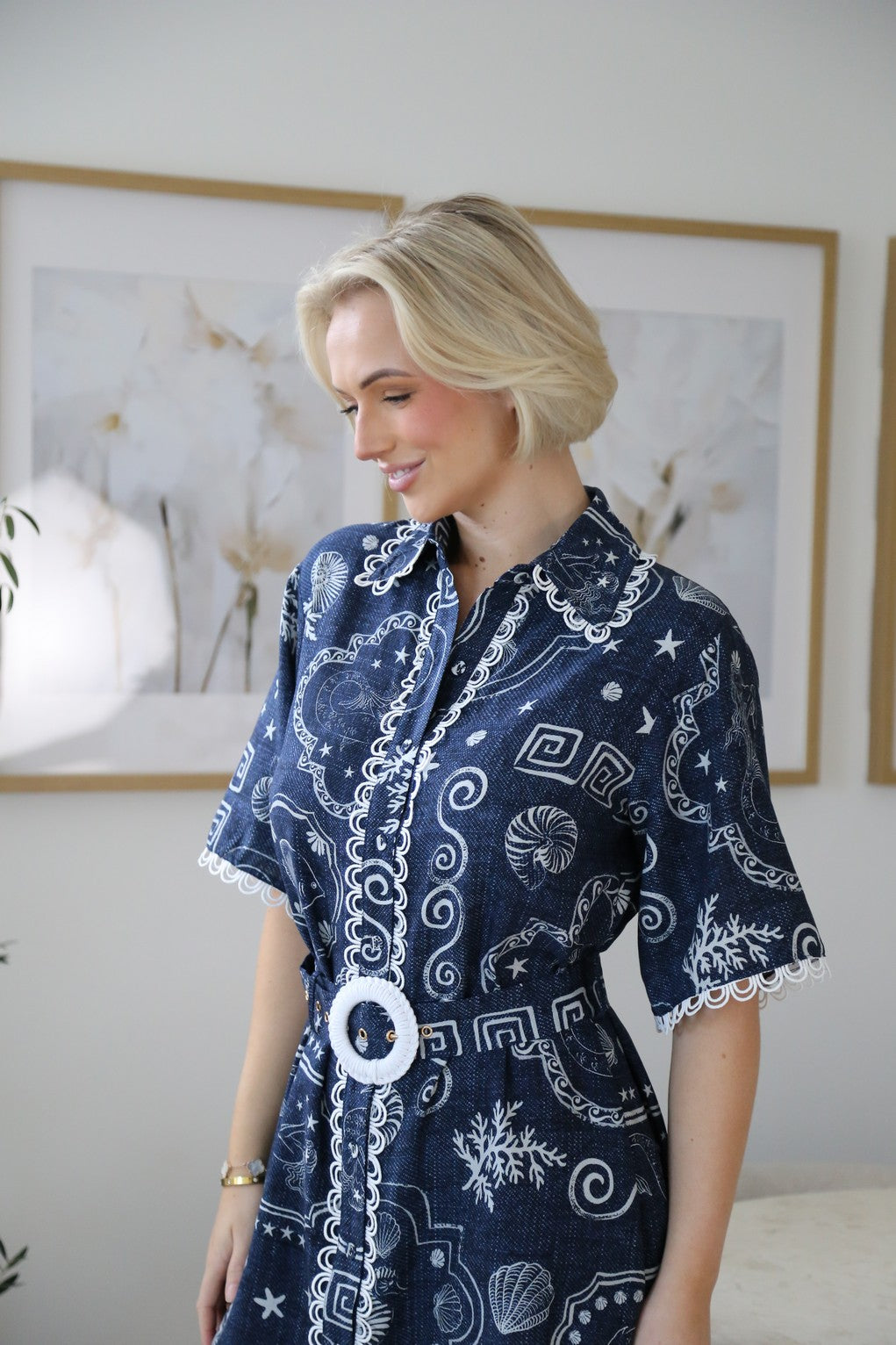 Navy Ocean Escape Shirt Dress
