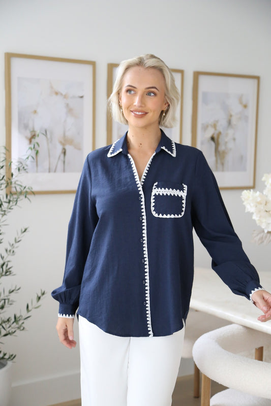 Navy Riviera Trim Shirt