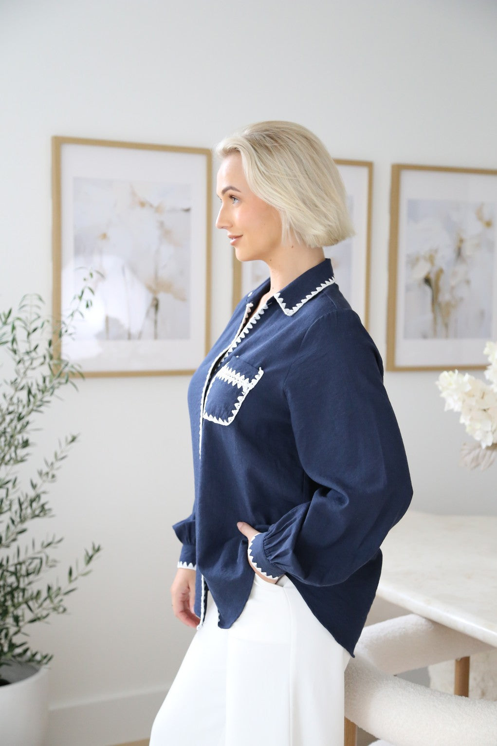 Navy Riviera Trim Shirt