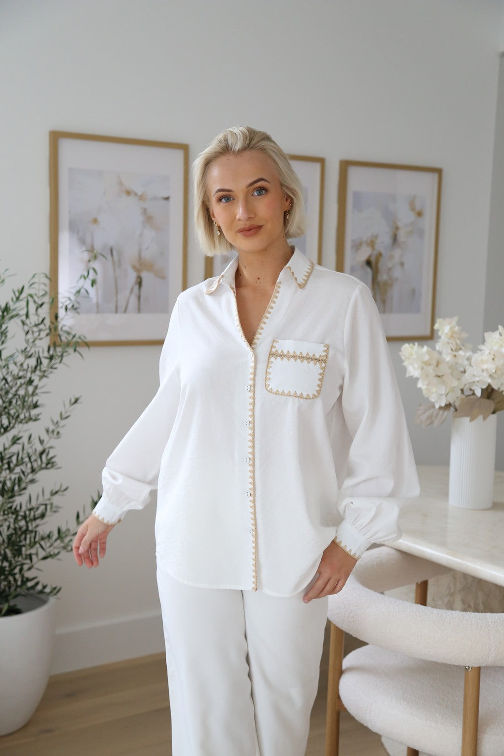 White Riviera Trim Shirt