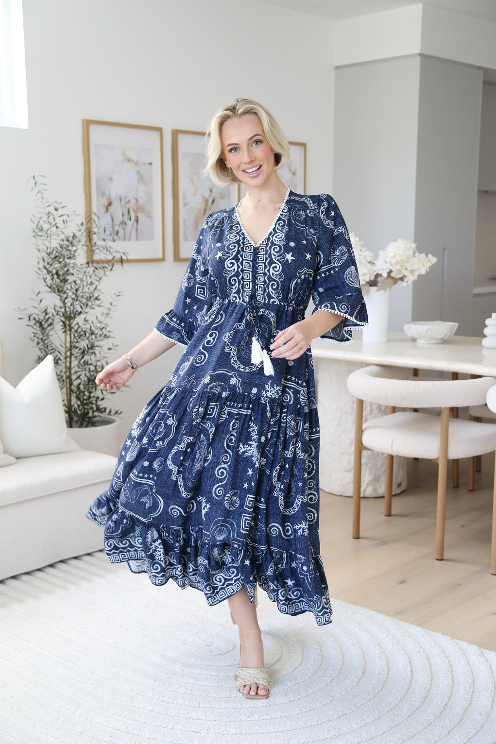 Navy Sea Breeze Tassel Dress