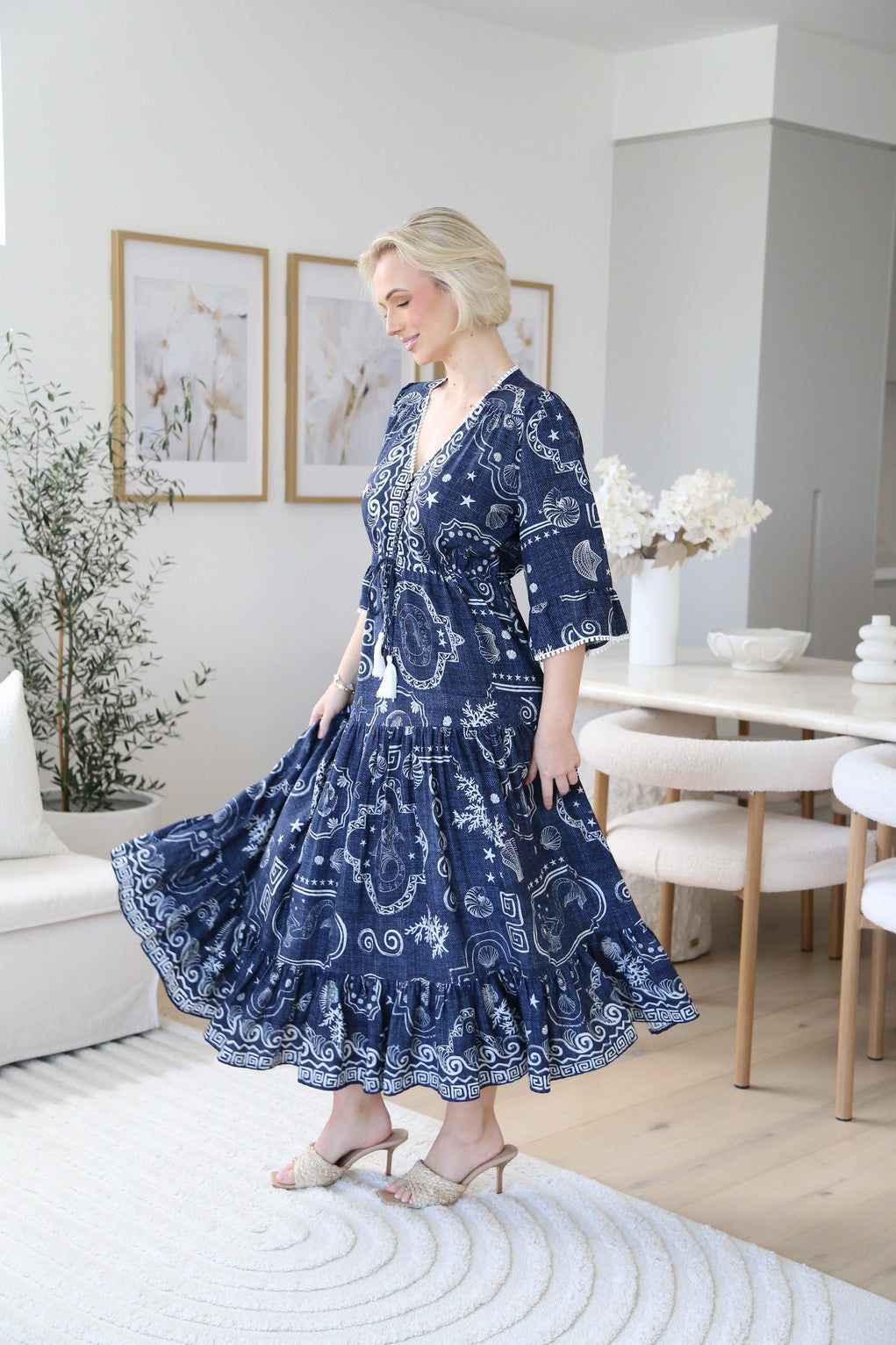 Navy Sea Breeze Tassel Dress
