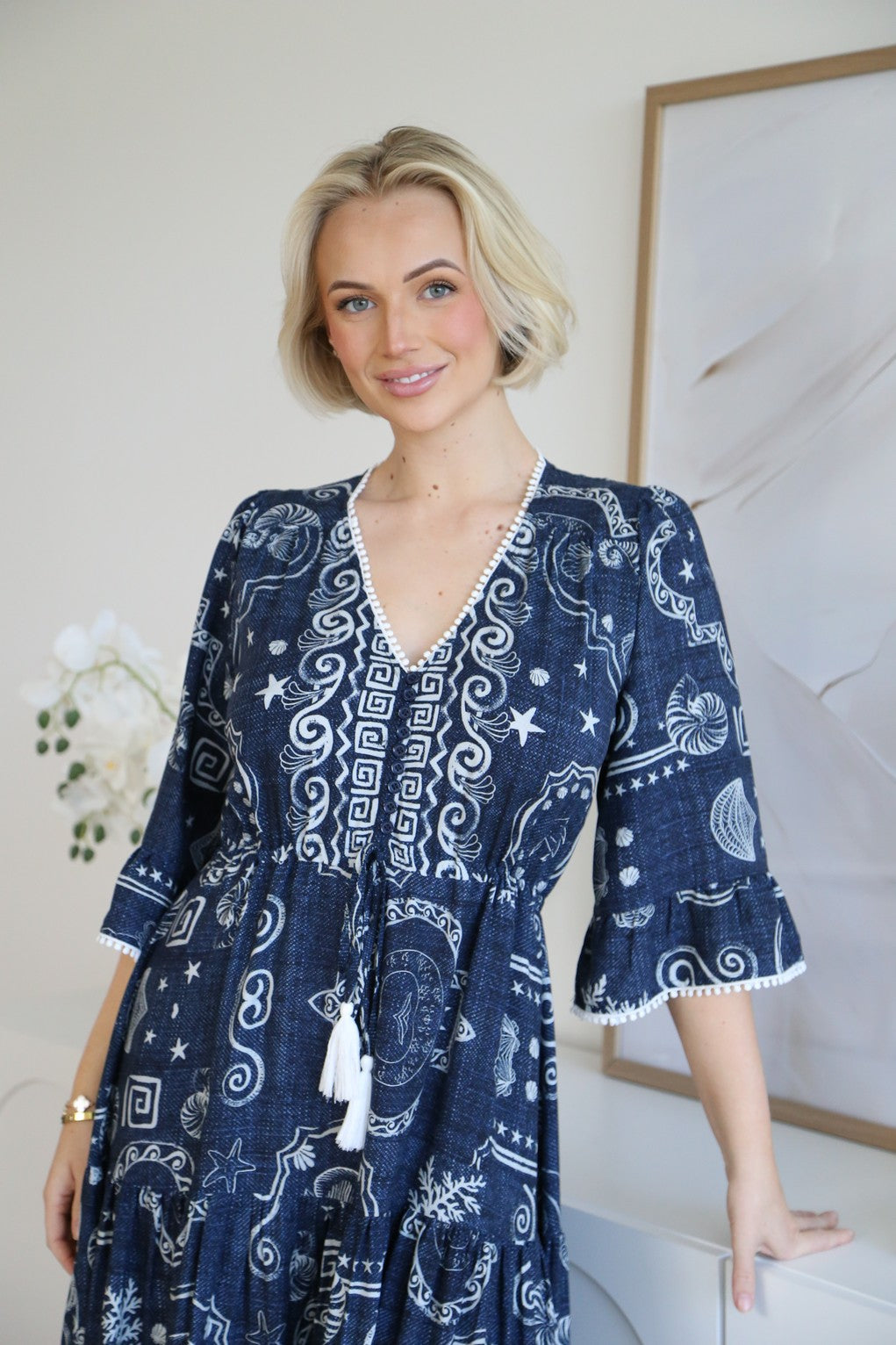Navy Sea Breeze Tassel Dress