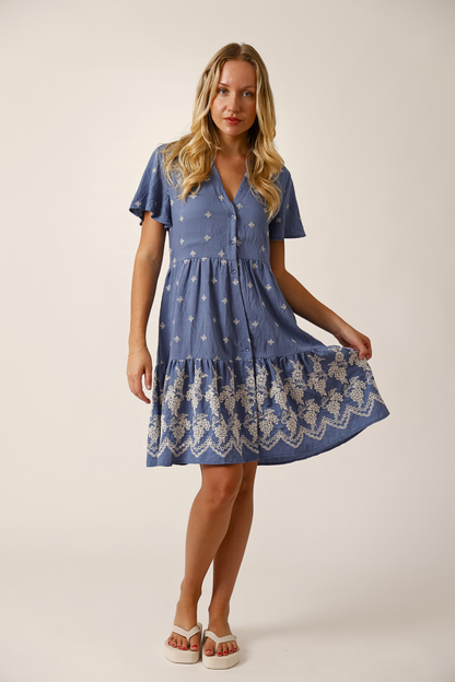Lila Embroidered Dress