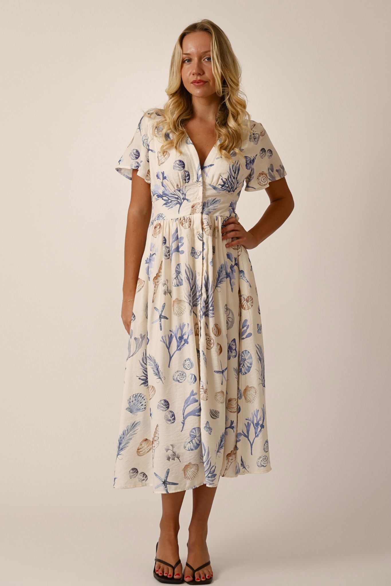 Seashell Breeze Midi Dress