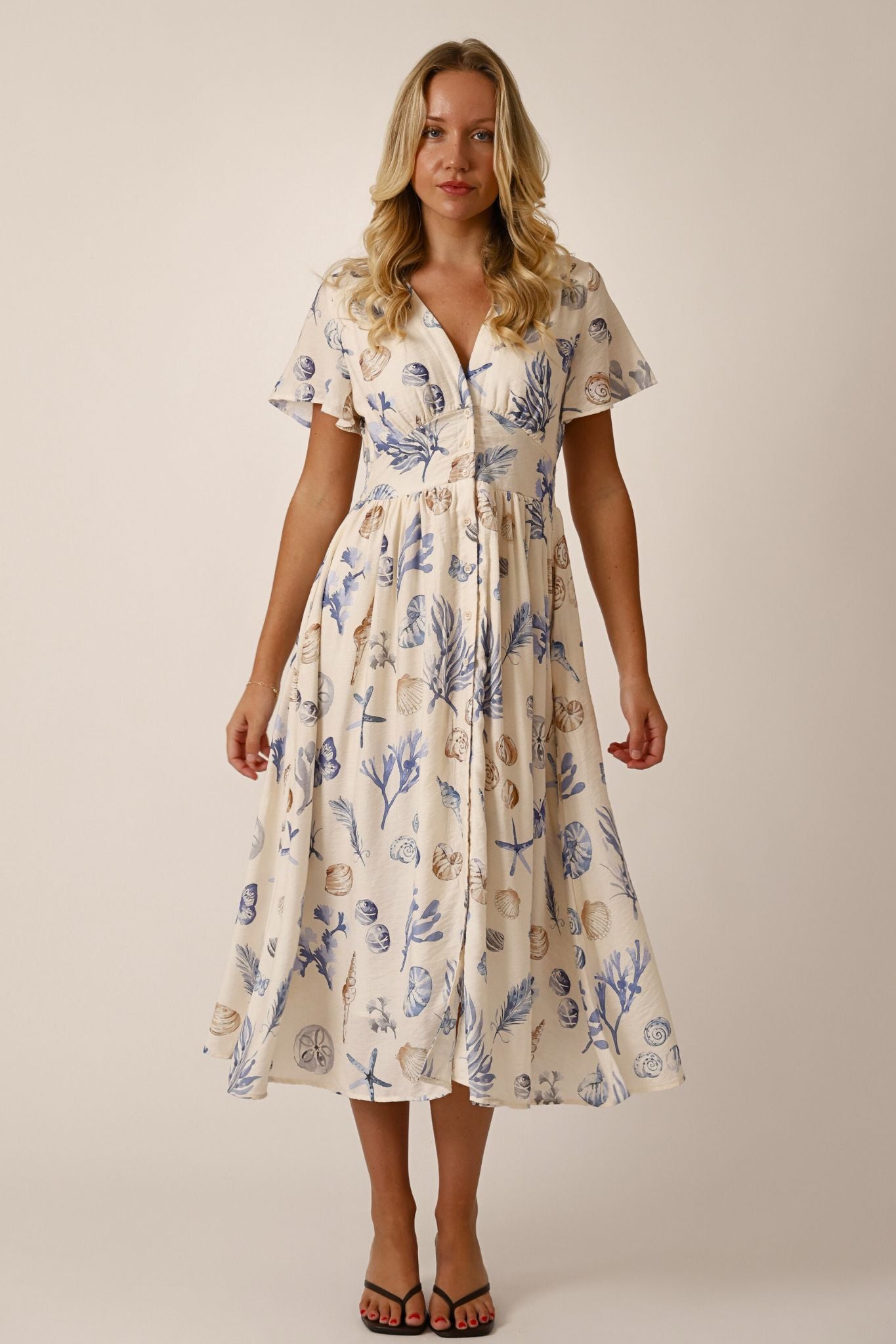 Seashell Breeze Midi Dress