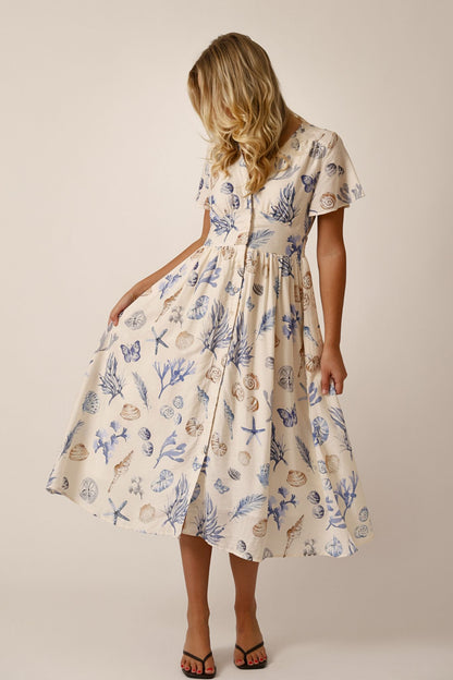 Seashell Breeze Midi Dress