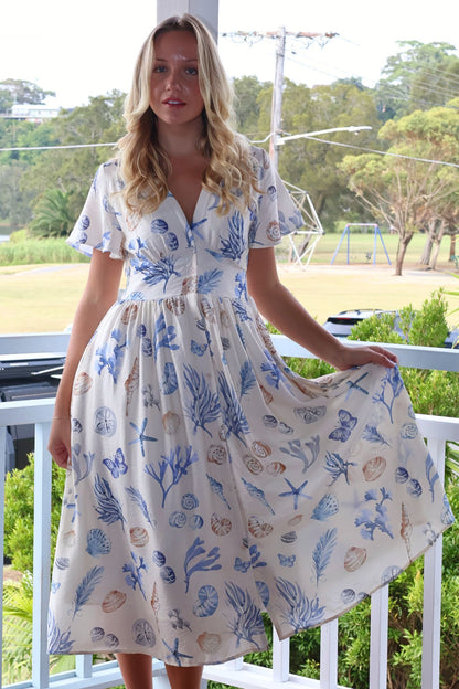 Seashell Breeze Midi Dress