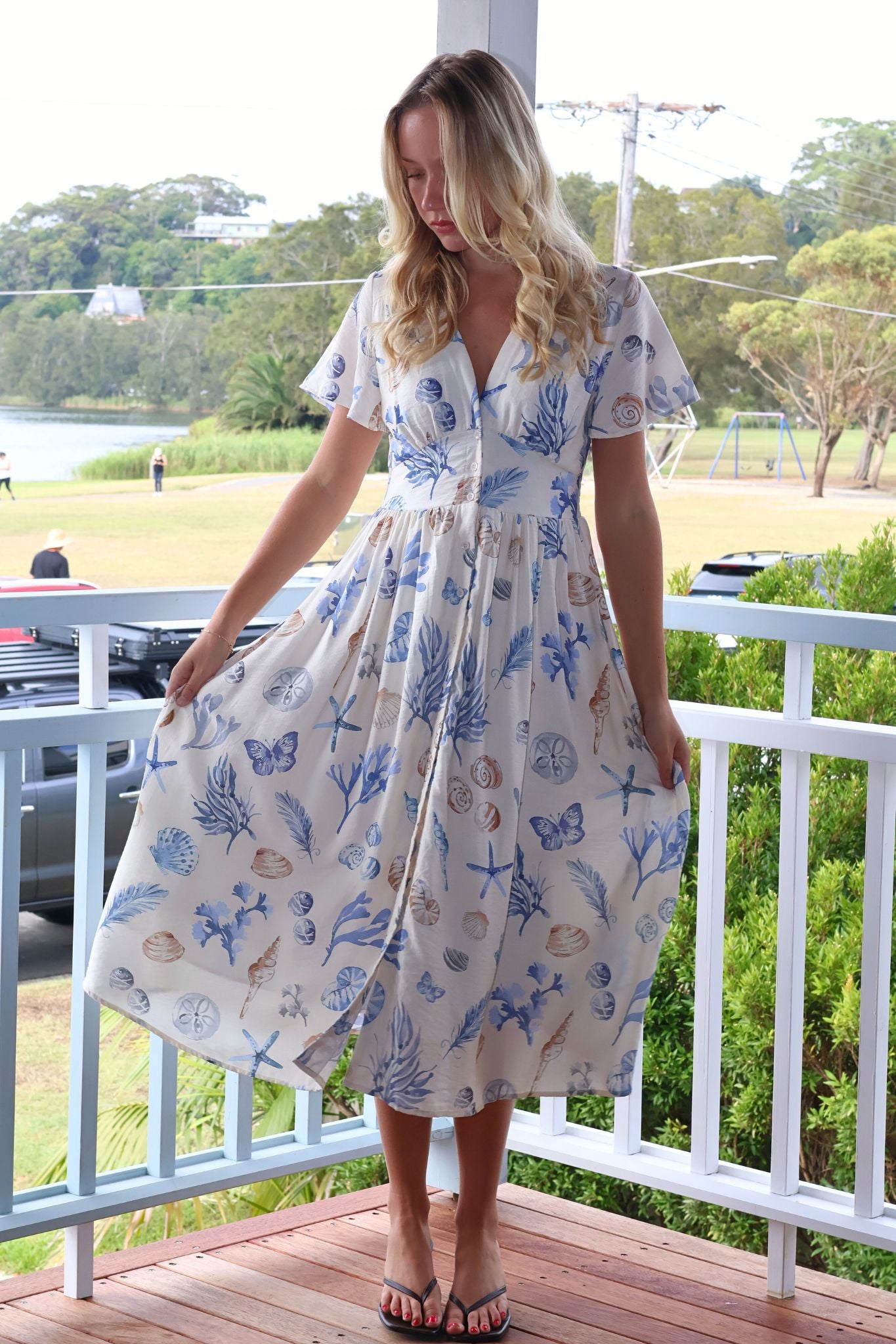 Seashell Breeze Midi Dress