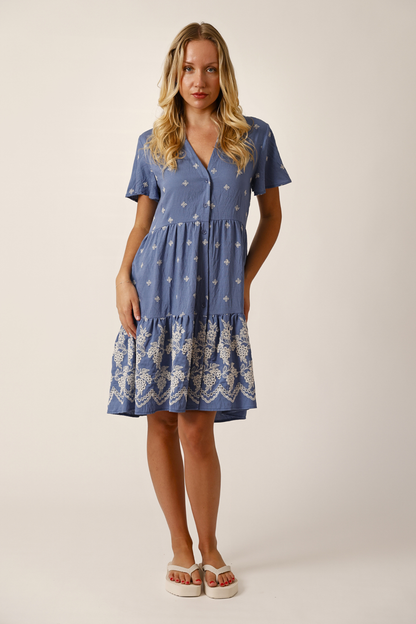Lila Embroidered Dress