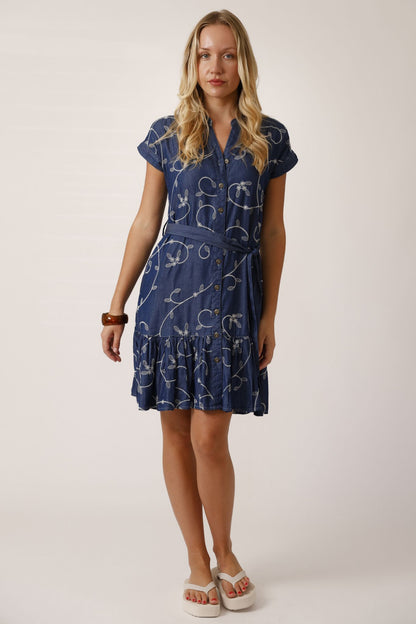 Sunlit Vine Button Dress