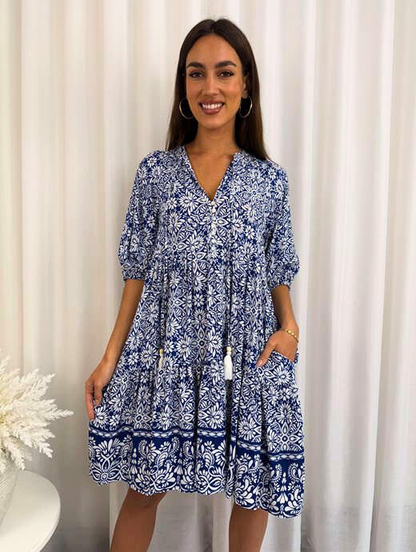 Meadow Vine Dress – Navy