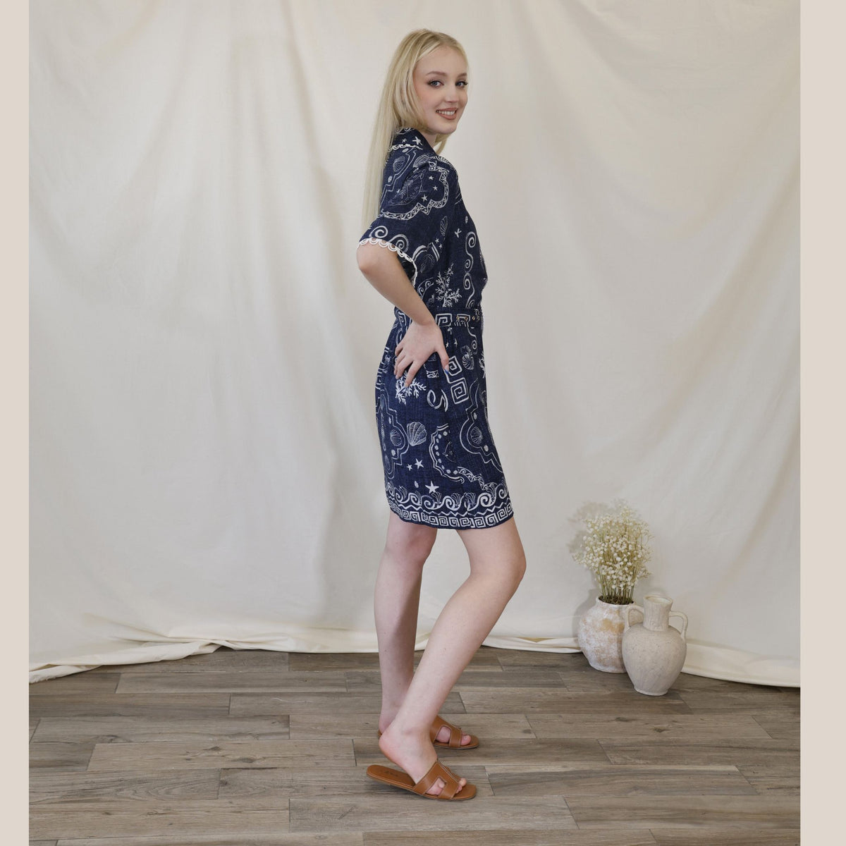 Navy Ocean Escape Shirt Dress