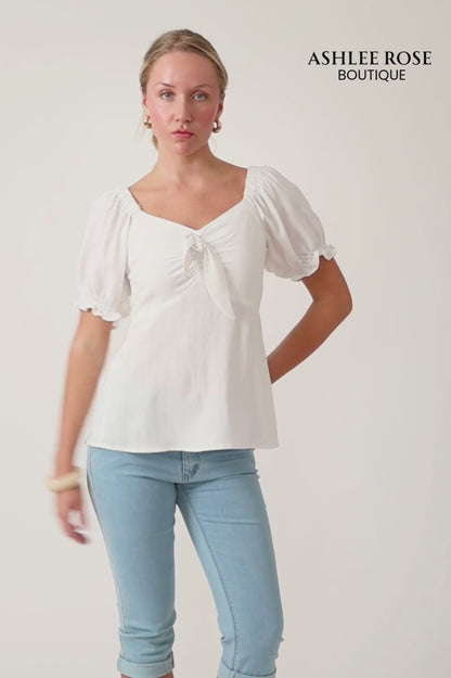 Summer Bow Tie Top- White