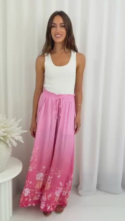 Spring Bloom Wide Leg Pants – Pink Multi