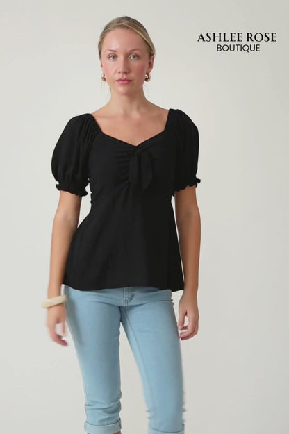 Summer Bow Tie Top- Black